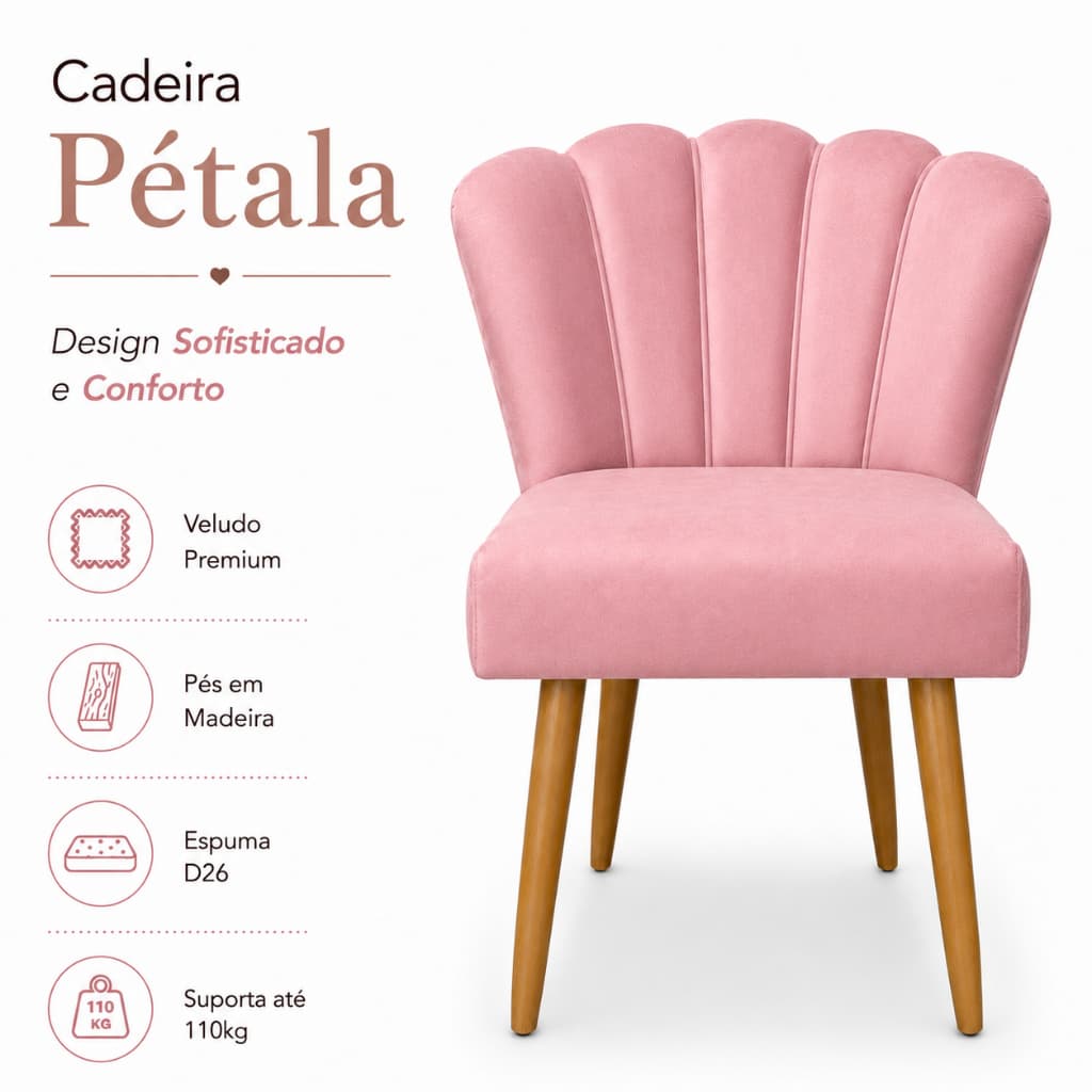 Cadeira Poltrona Pétala Manicure Salão de Beleza Confortável