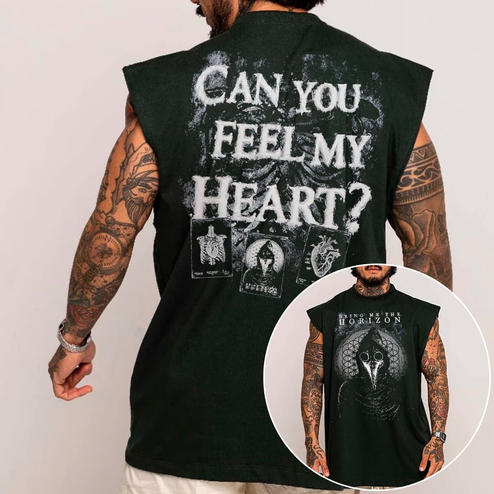 Camiseta Regata Machao OVERSIZED Bring Me The Horizon Can You Feel My Heart Death Rock Tour Unissex