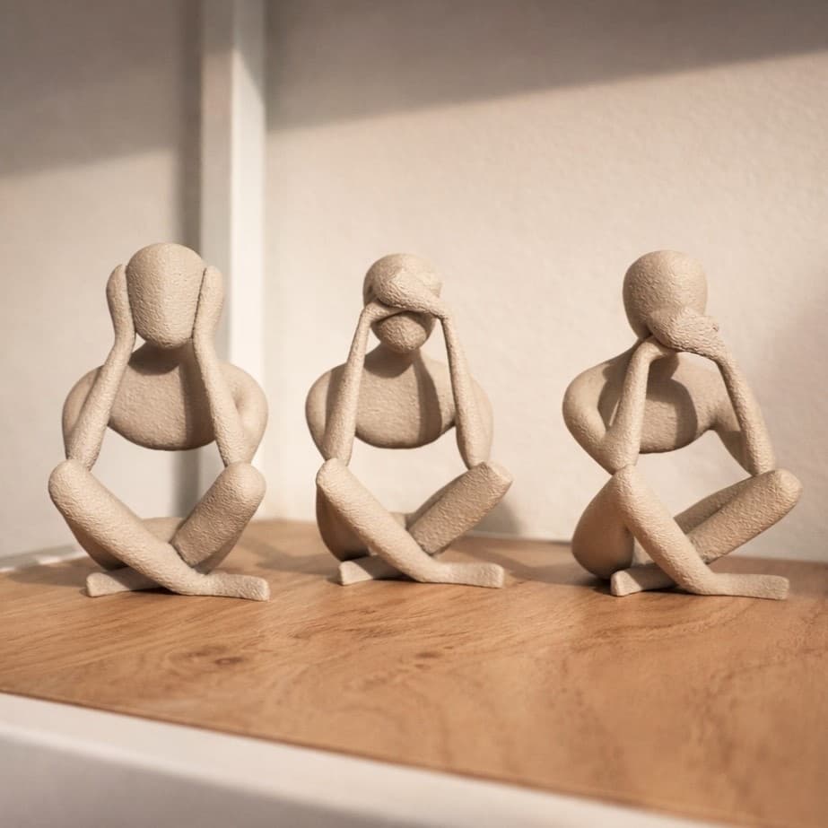Kit Coleção Ninguém – 3 Esculturas Minimalistas (Não Vejo, Não Ouço, Não Falo) – Decoração Moderna