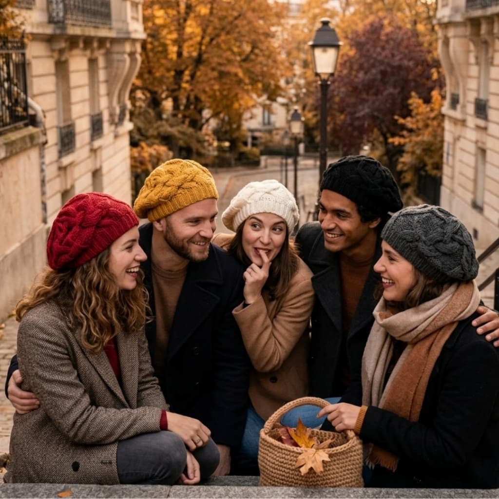 Boina Francesa Em Tricô Gorro De Lã Touca Trançada Adulto Aquecimento Inverno Intenso Unissex
