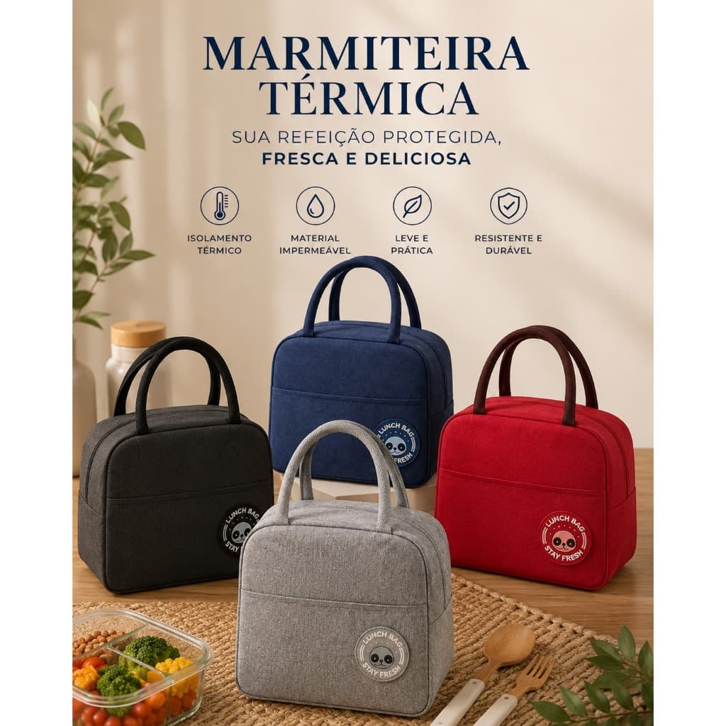 Bolsas Portátil Com Isolamento Térmico Lancheira Marmita Viagem