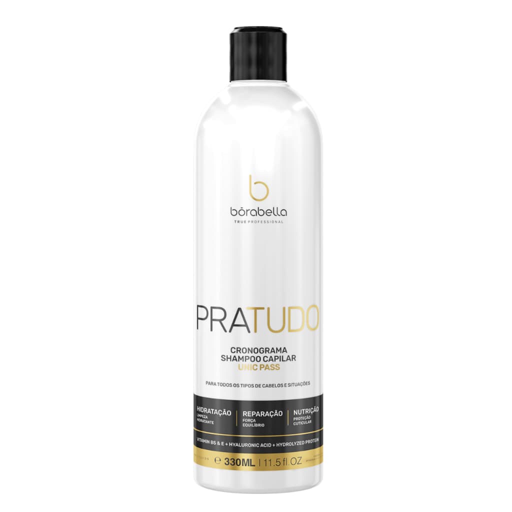 Borabella Shampoo Pra Tudo Multifuncional Hidrata Nutre Repara 330ml p/ Todos os Tipos de Cabelo