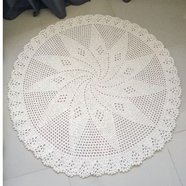 Tapete de Crochê Redondo para Sala ou Quarto 1 metro 1,20 metros 1,50 metros