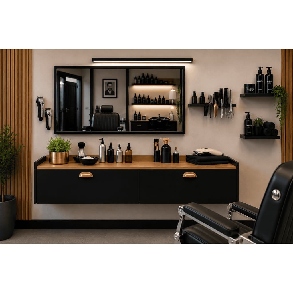 Bancada Aerea 2 Portas Para Barbearia E Salão De Beleza 120cm