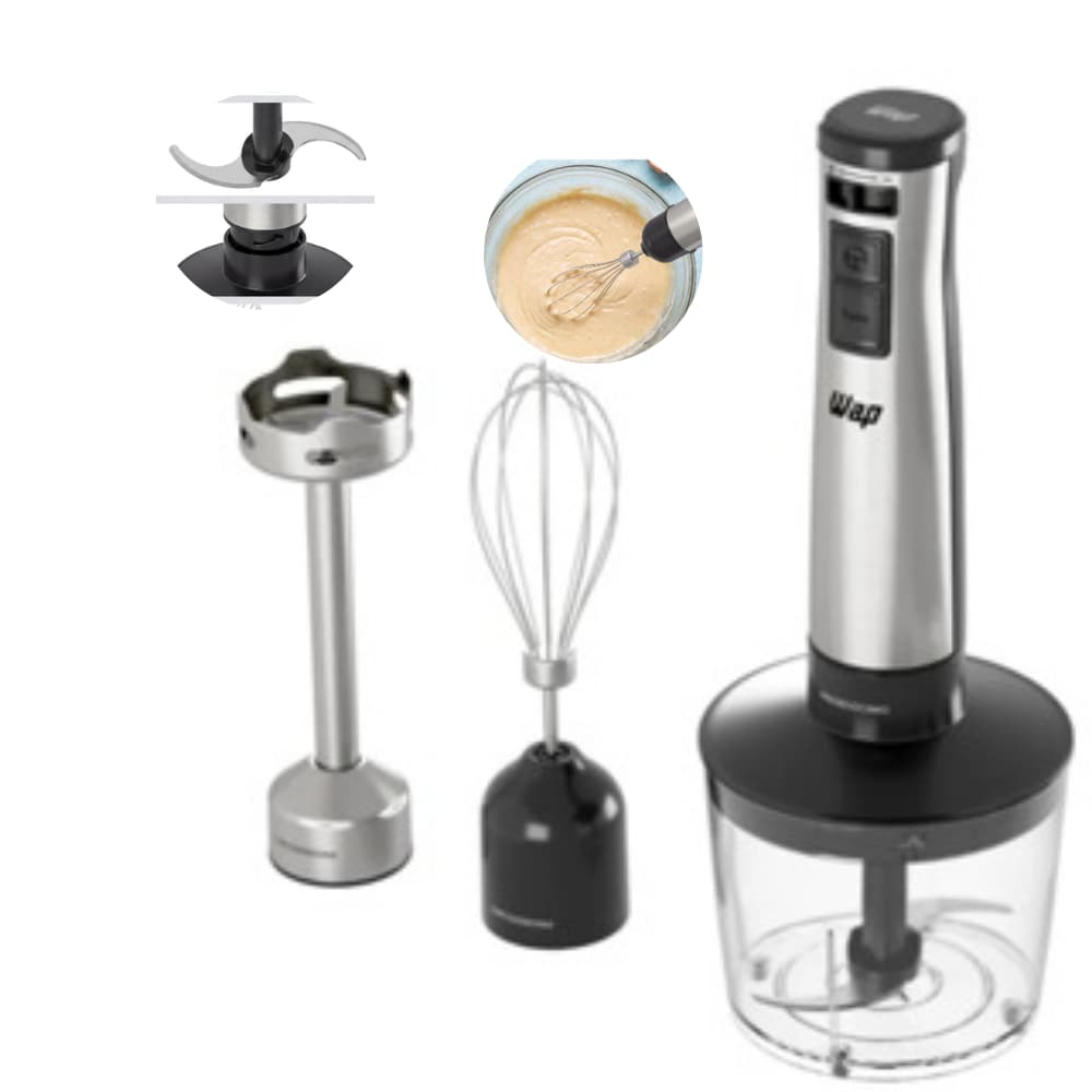 Mixer Eletrico Wap Power Inox 3 Em 1 600w Processador Elétrico Portátil Inox Cor Preto 127V