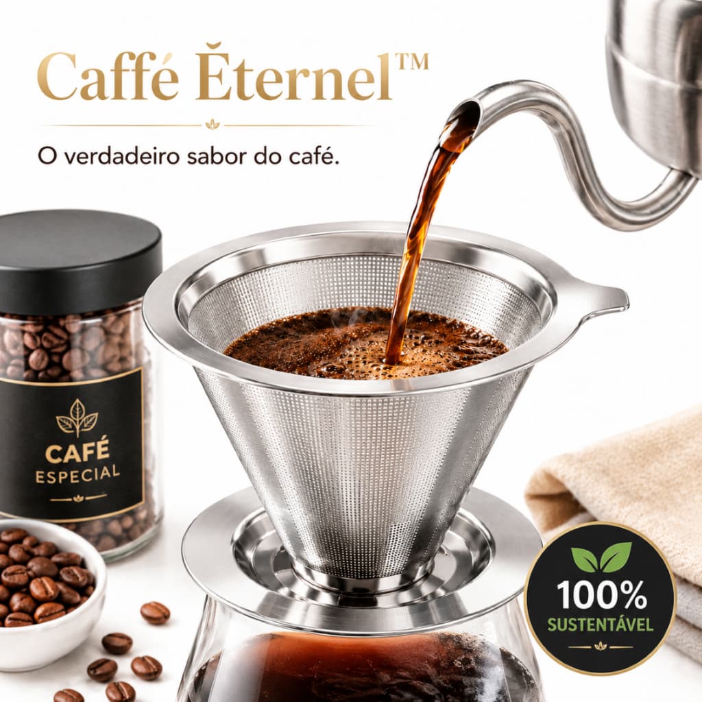 Filtro Coador De Café Inox 103 Permanente Não Precisa De Papel Caffé Éternel™ Sustentável Grande Reutilizável