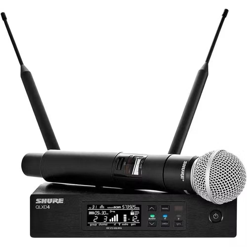 MICROFONE SHURE  SEM FIO QLXD24/SM58 COM MICROFONE VOCAL PORTÁTIL.