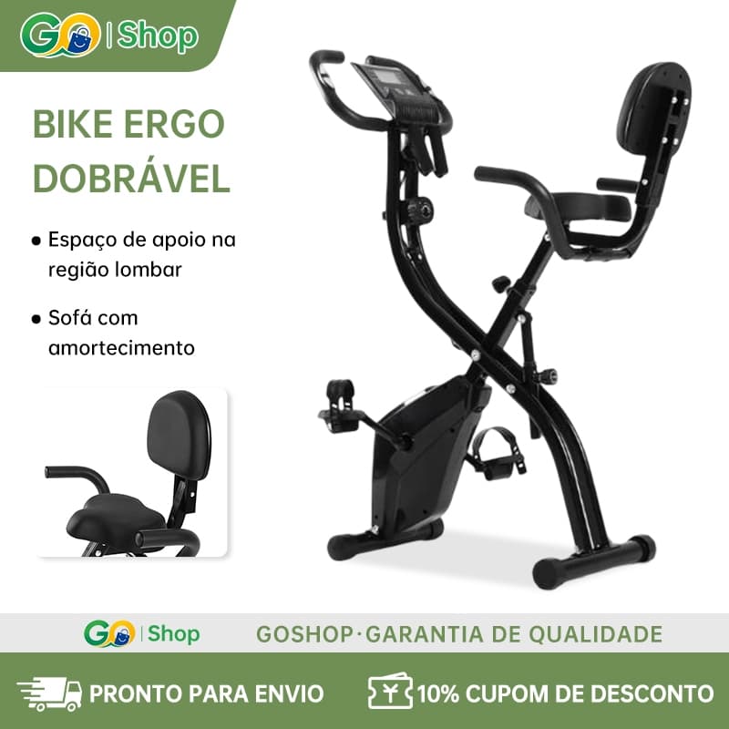 Bicicleta Ergométrica Dobrável Magnética Silenciosa 10 Níveis Resistência Monitor Cardíaco 150kg Treino em Casa