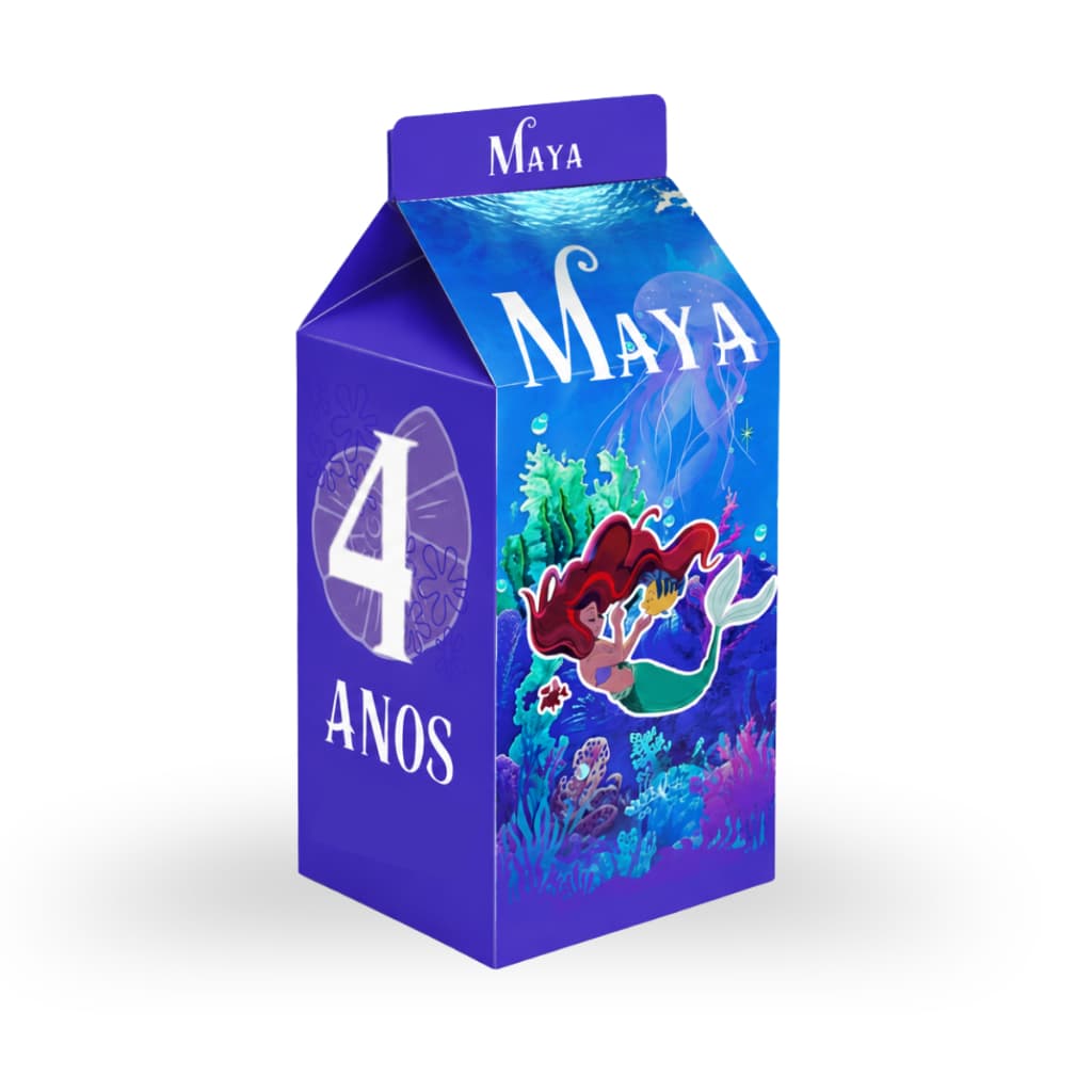 Envio Imediato Kit Lembrancinhas Caixa Milk Personalizada Para Festa Tema A Pequena Sereia