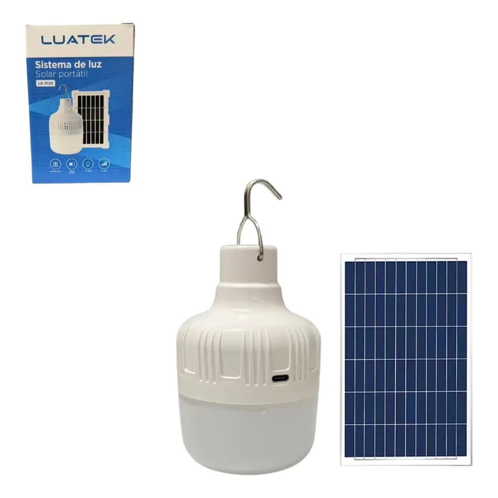 Lâmpada Led Bulbo Portátil Recarregável Com Painel Solar 10W Portátil