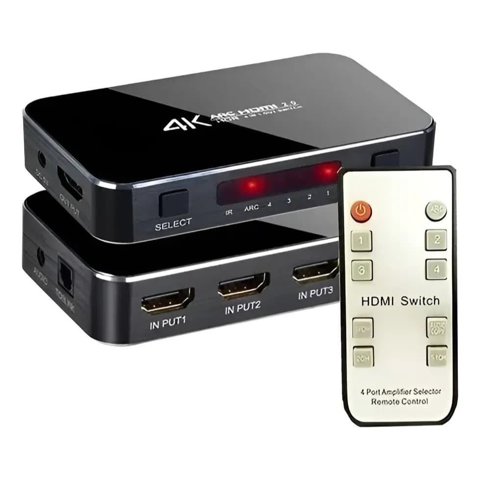Chave Seletora Hub Switch Hdmi 4 Portas 4k Arc Saida Audio
