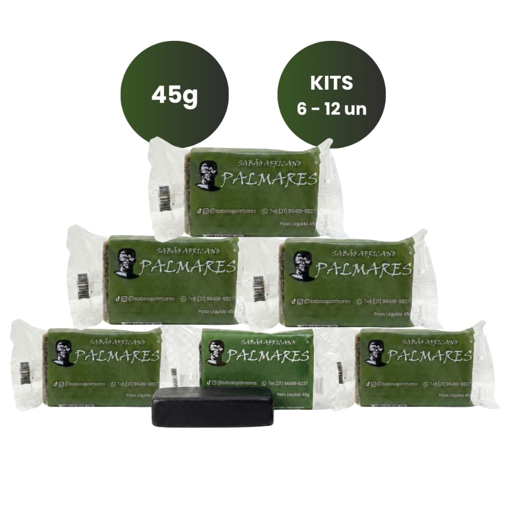Kits 6/12un Sabão Palmares 45g - Sabão da Costa Africano Legítimo - Limpeza Espiritual