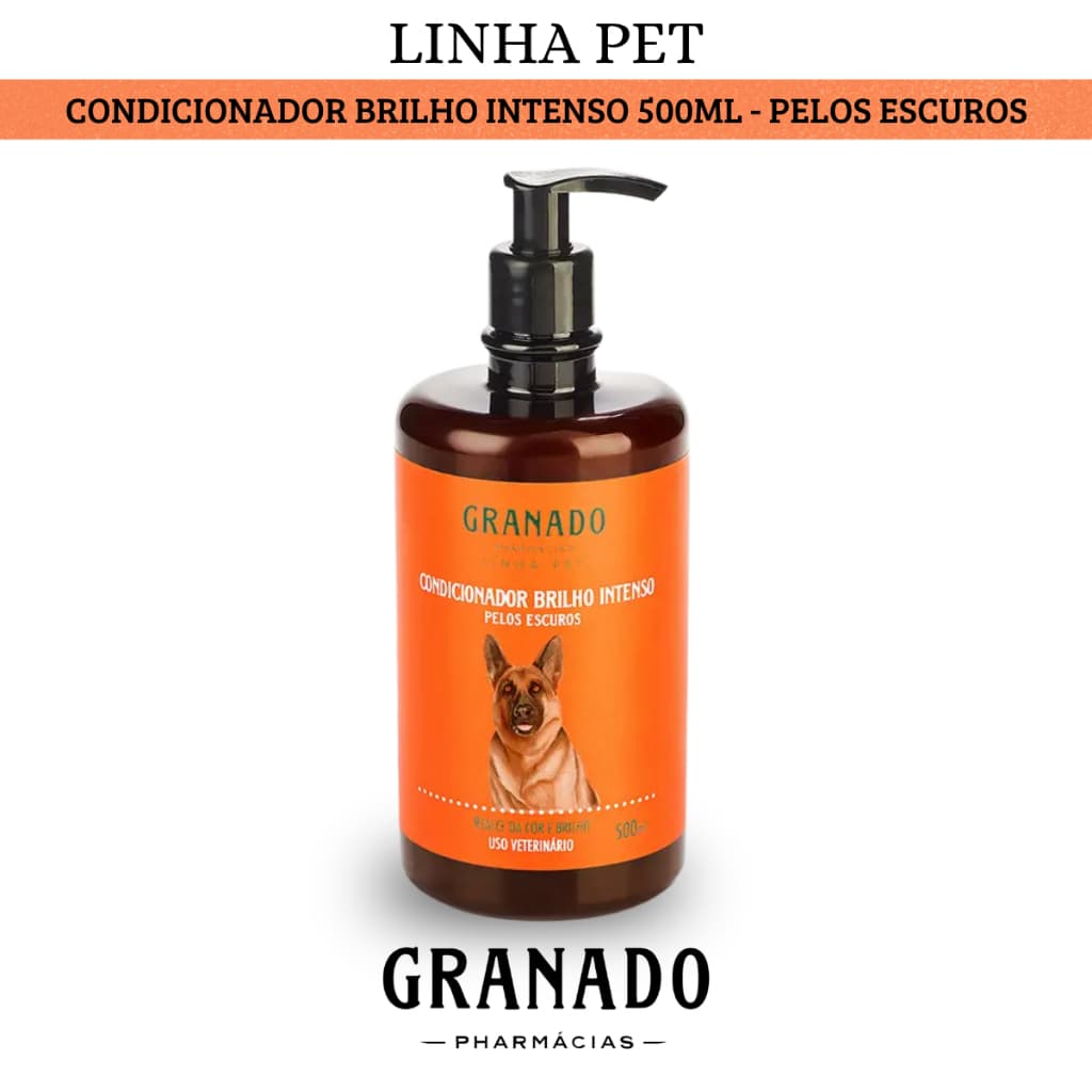 Condicionador Granado Linha Pet Pelos Escuros Brilho Intenso 500ml Cães Cachorros e Gatos Hidratação