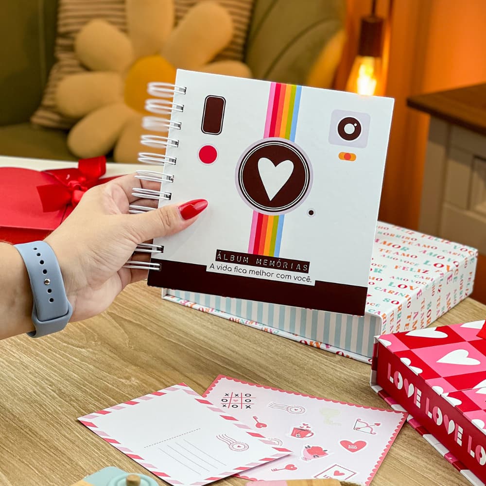 Mini álbum para colar fotos SCRAPBOOK folhas pretas Namoro Presente Afetivo Colagem de  memorias