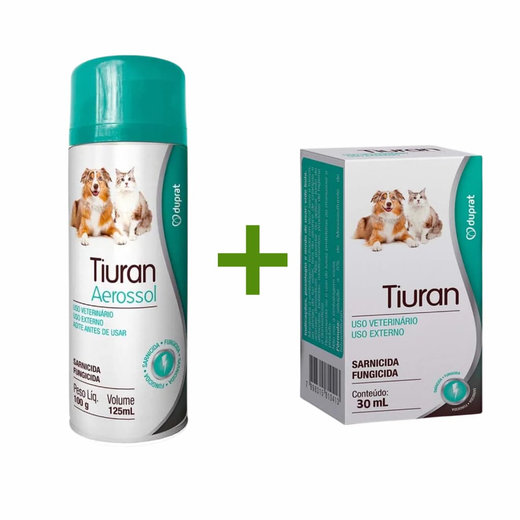 Tiuran com 125 ml + Sabonete 80g Duprat Kit contra Sarnas e Fungos de Caes e Gatos
