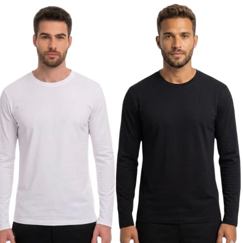 Kit 2 Camisetas Manga Longa SEM Touca Masculina Lisa Básica Premium