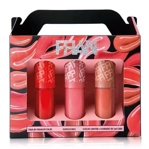 GLOSS LABIAL EM TRES TOM Conjunto de brilho labial popular hidratante e nutritivo