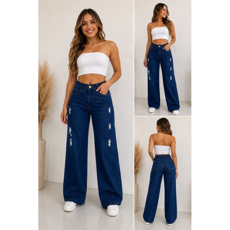 calça mom rasgadinha feminina jeans sem lycra