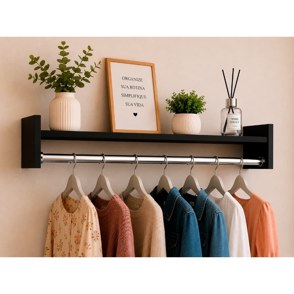 Cabideiro de Parede Closet Arara de Roupas  Quarto