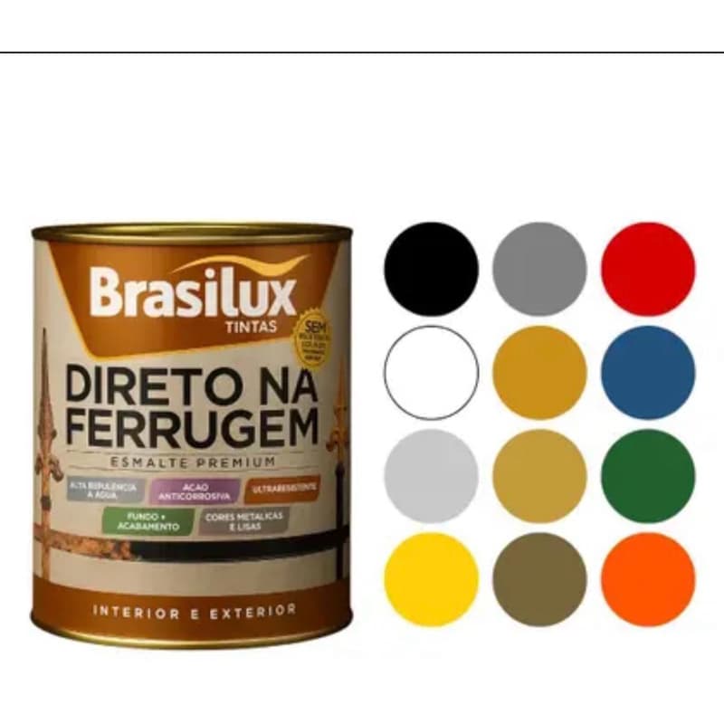 Tinta Esmalte Direto Na Ferrugem Resistente 900ml 3,6L Brasilux