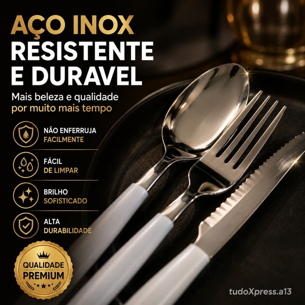 🔥 “Faqueiro Inox Premium 25 Peças Organizador Mesa Posta Luxo”