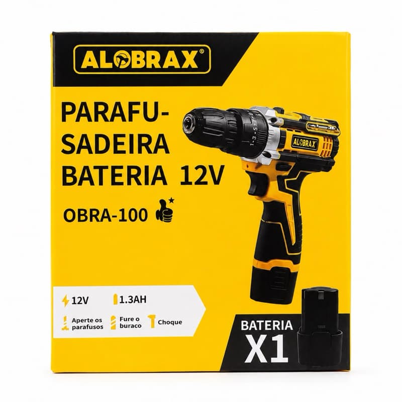 Parafusadeira Furadeira 12V Alobrax OBRA-100 Sem Fio + Bateria – Potente, Leve e Versátil