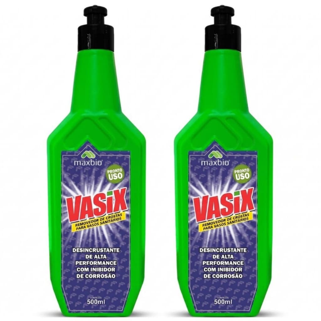 Kit 2 Vasix Desincustante Vaso Sanitario Maxbio Remove Cálcio Ferrugem Removedor De Crostas Banheiro