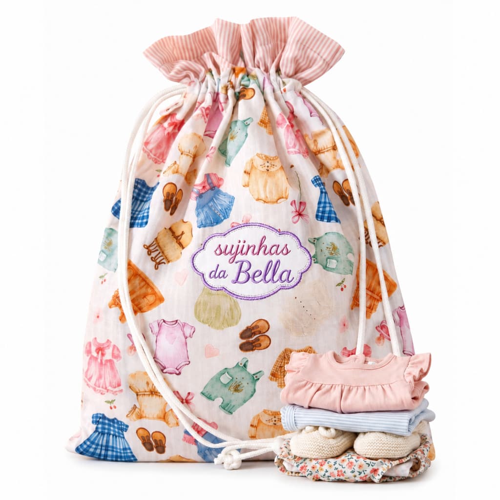 Saco organizador- forro impermeável- roupa suja ou limpa - escola/creche- personalizado com nome