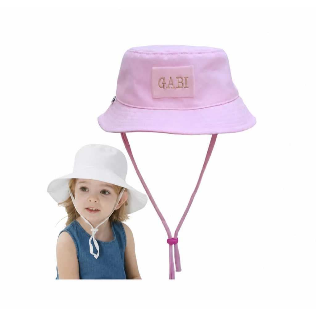 Chapéu Bucket Personalizado Bebê Infantil Cordinha PROTEÇÃO SOLAR