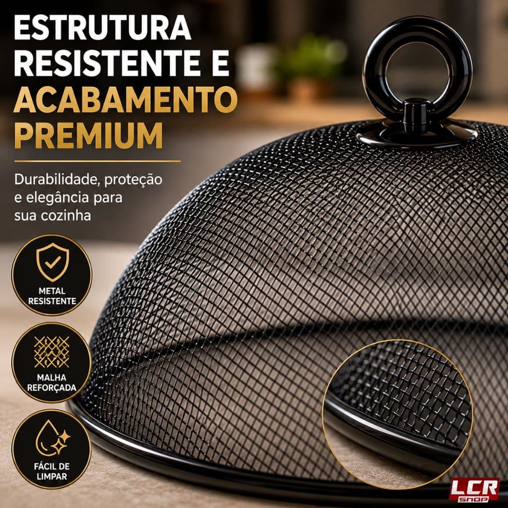 Tela Protetora Alimentos Metal Redonda Anti Mosquitos  Metálica Tampa Pães frutas Bolo 30Cm ou 35cm