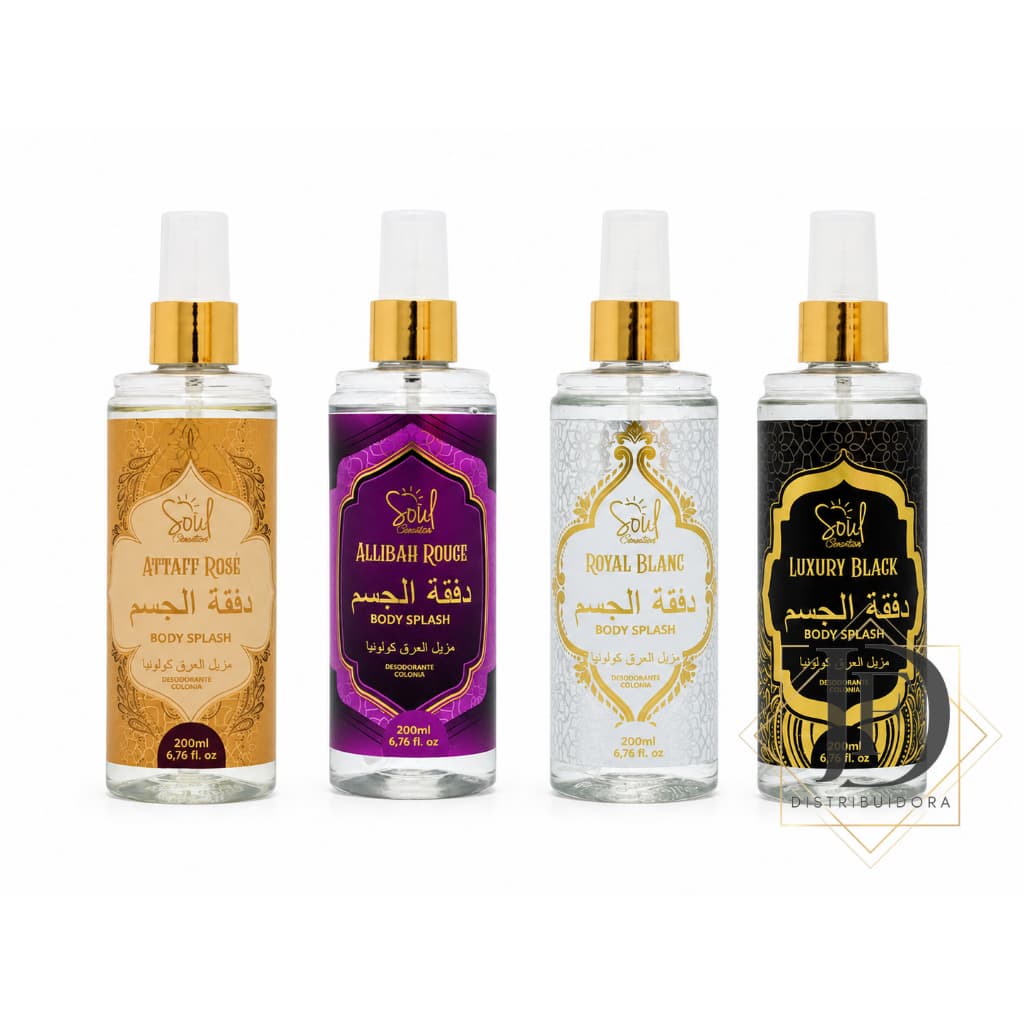 Kit 04 un Body Splash Fragâncias Árabes Soul Cosméticos
