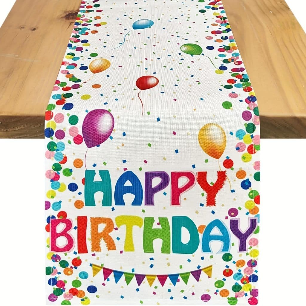 Corredor de mesa de feliz aniversário colorido balão confete toalha de mesa de jantar aniversário comemorar festa