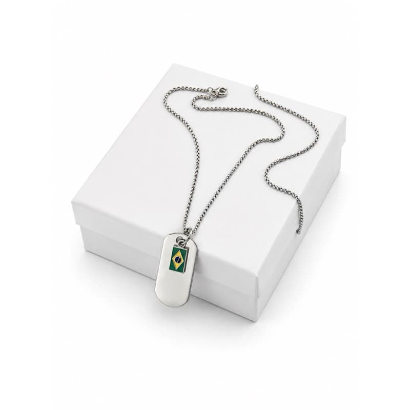 Colar Masculino Dog Tag Brasil Premium – Estilo, Identidade e Atitude