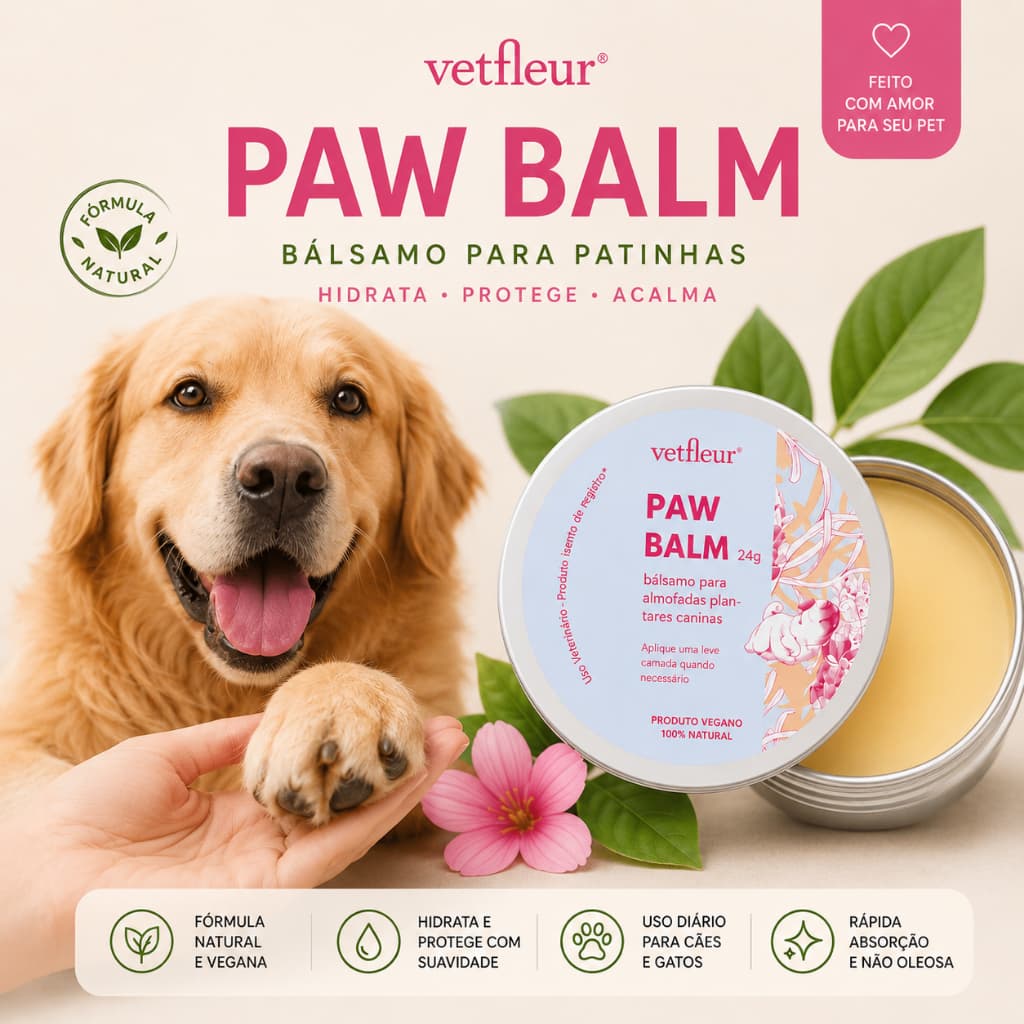 Bálsamo Para Patinhas Pet Natural Vegano Hidratação 24g
