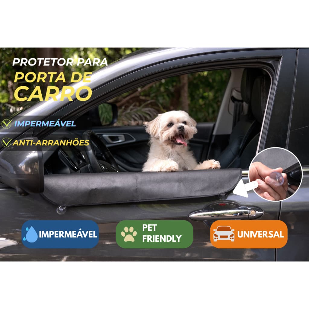 Capa Protetora Porta Carro Para Pets Impermeável Anti Riscos Universal Com Ventosa