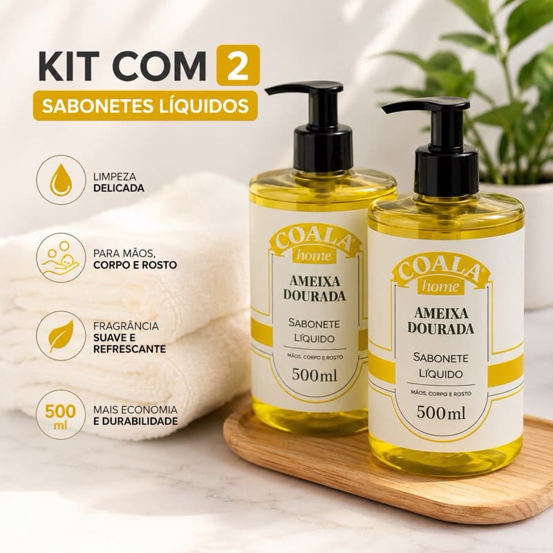 Kit com 2 Sabonetes Líquidos Coala Home - Ameixa Dourada 500ml