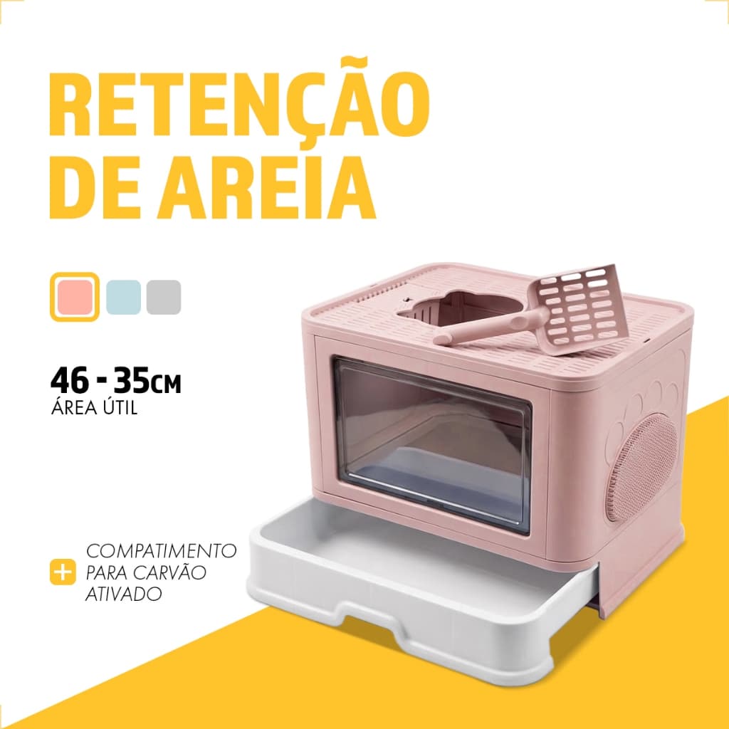 Banheiro Fechado de Gato Caixa de Areia Premium Com Pá e Coçadinha Design Moderno Adulto Filhote
