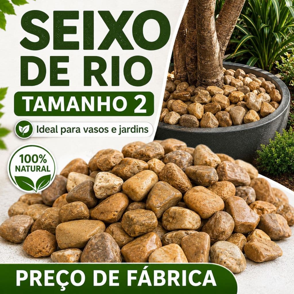 Pedra Decorativa Seixo de Rio Tamanho 2 para Aquário Jardim Vasos e Paisagismo