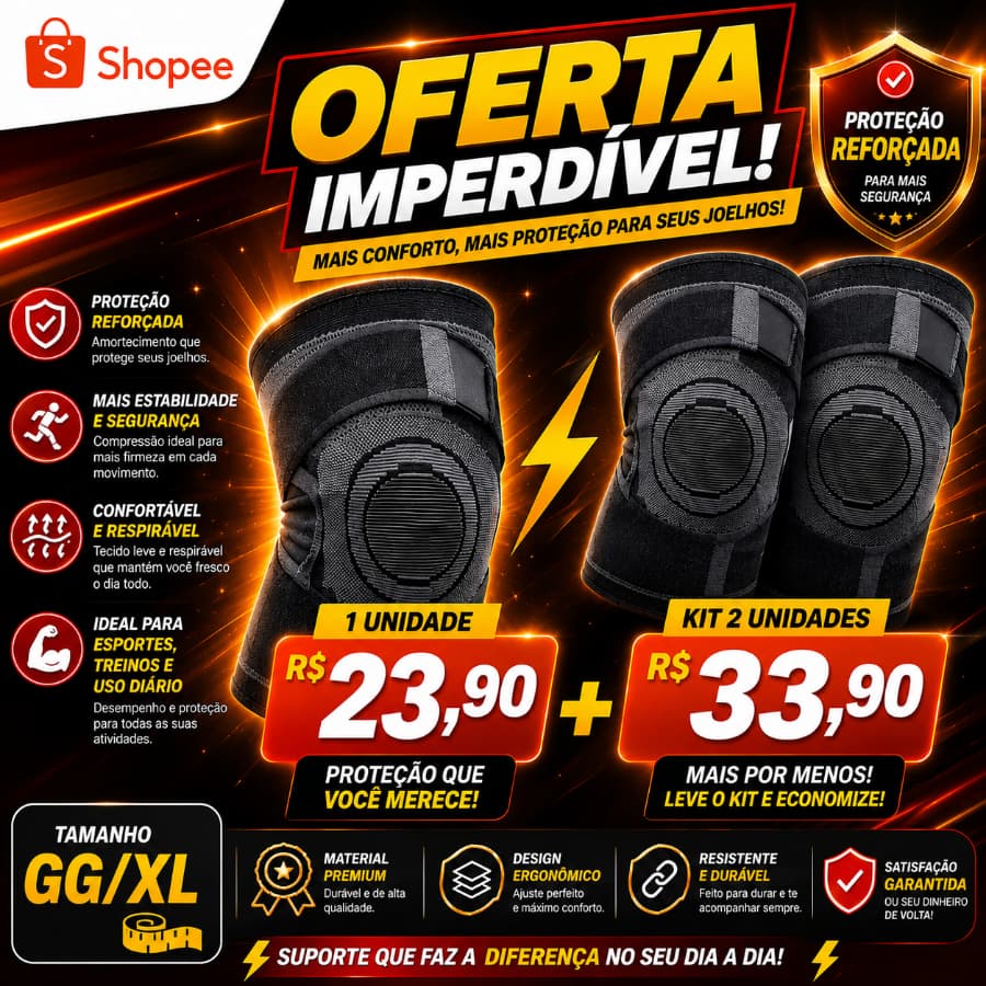 🏃🏻‍♂️Joelheira Esportiva Elástica de Compressão Masculina e Feminina Basquete Voleibol Esporte🏃🏻‍♀️