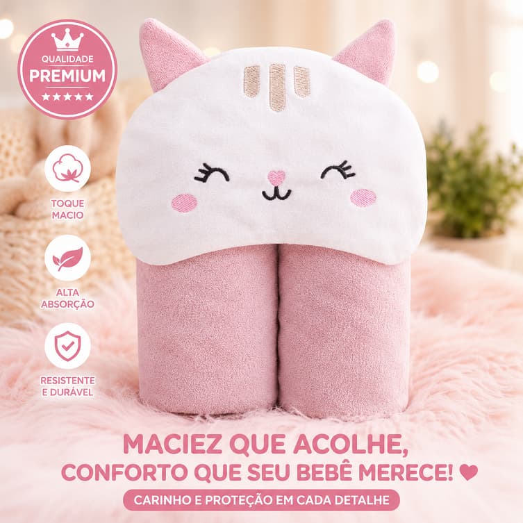 Toalha banho Bebê premium luxo Forrada MaternidadeTecido Fralda com Capuz Bordado Macia