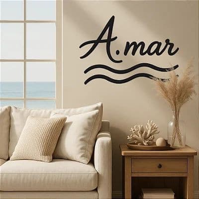 Palavra Decorativa Quadro De Decoração Amar 50cm Madeira Mdf Já Com Fita Dupla Fase Para Aplicação