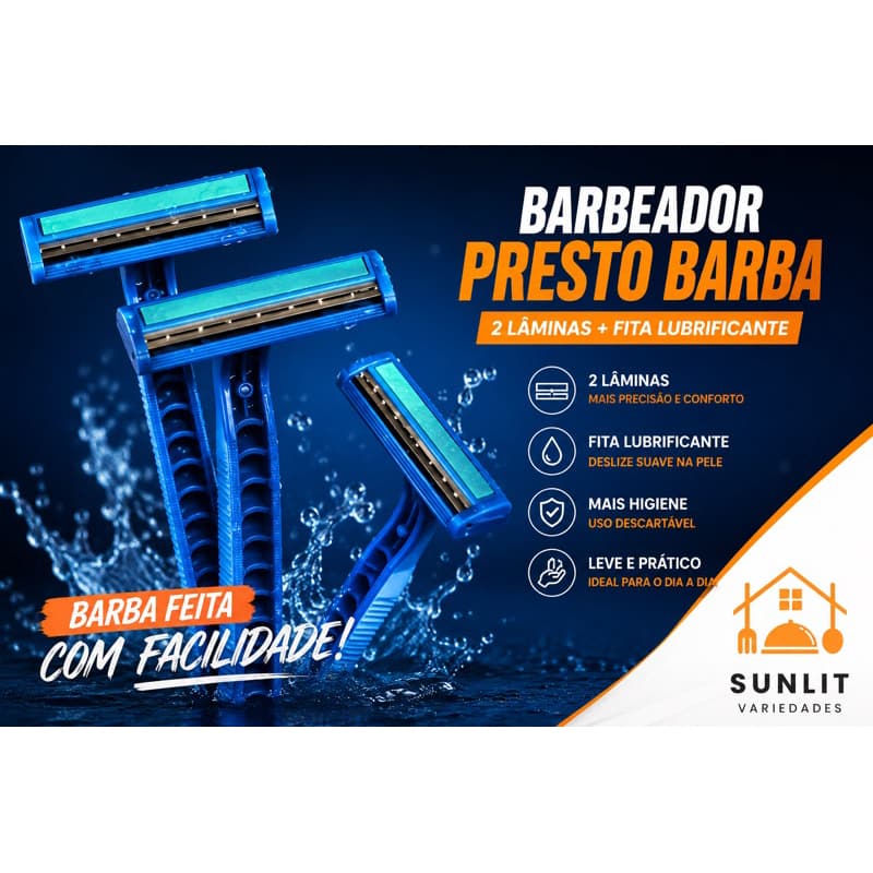 Barbeador Prestobarba Duas Lâminas Fita Lubrificante Barba Macia Conforto No Uso Diário B