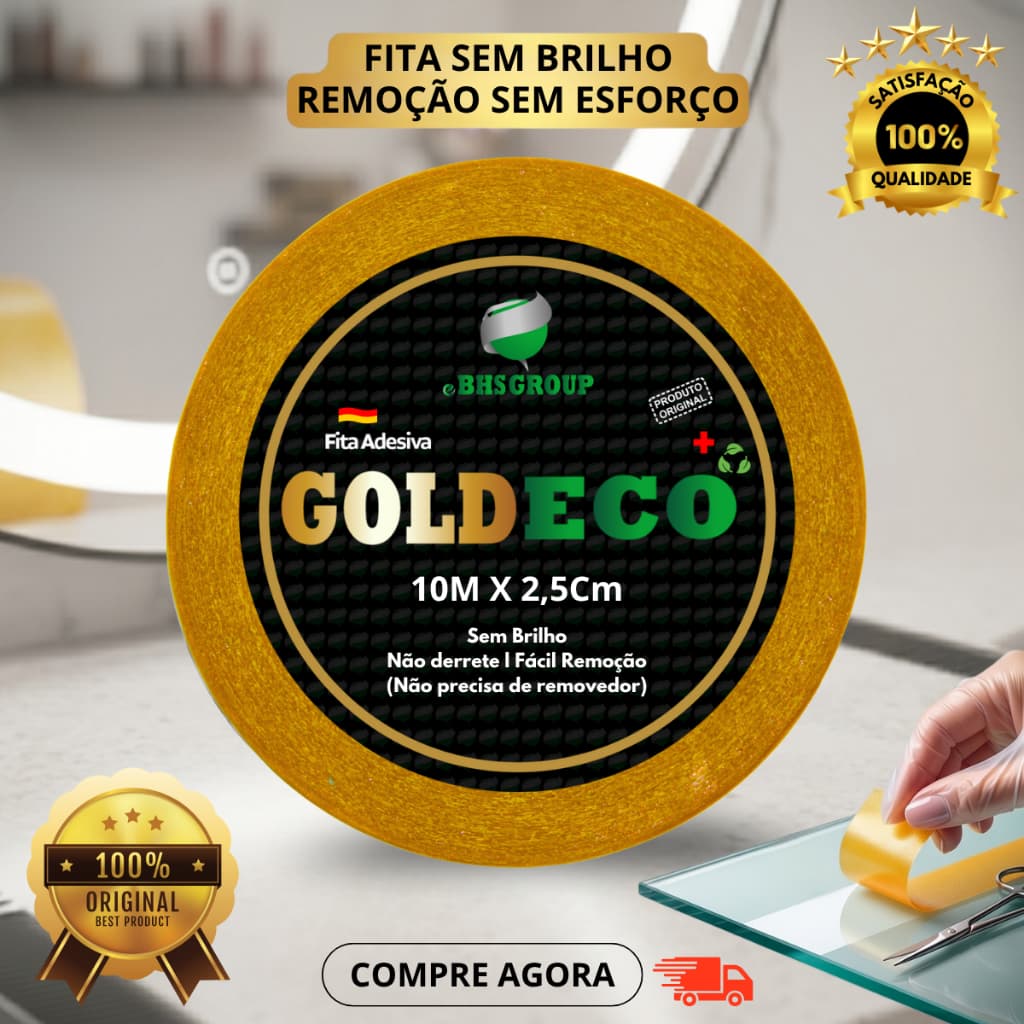 Fita Transparente Dupla Face P/ Próteses Capilares E Perucas 10m x 2,5cm Goldeco