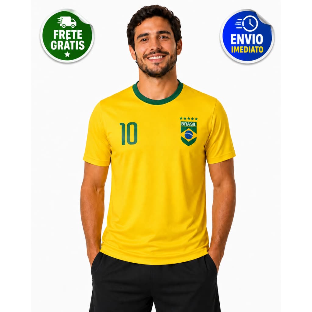 Camiseta Brasil Amarela Camisa Brasil Dry Fit Torcida Copa 2026