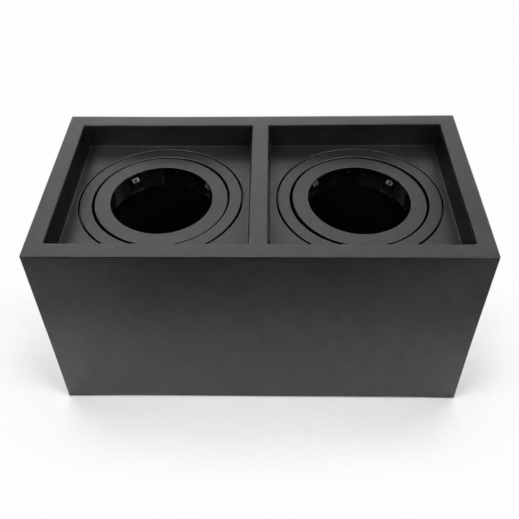 Plafon Sobrepor Quadrado Preto Par20 Boxit Duplo