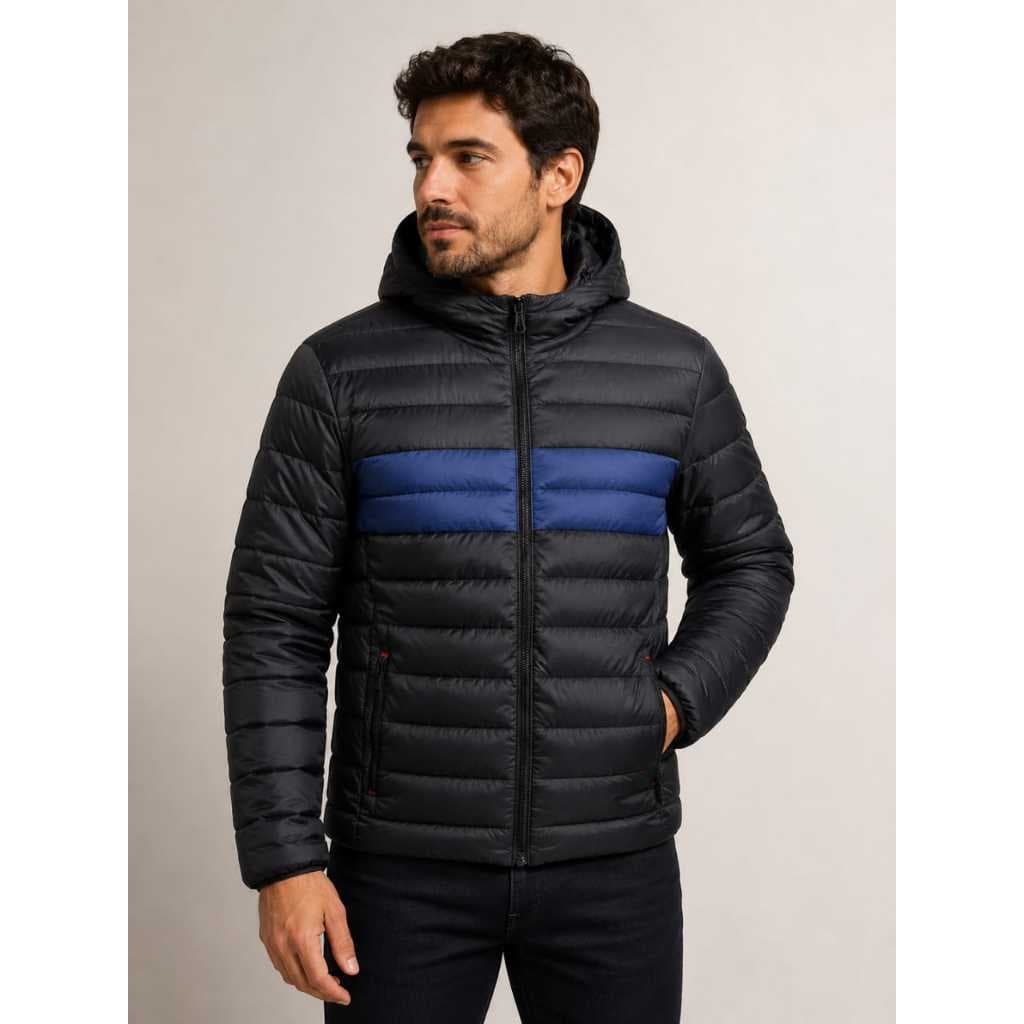 Jaqueta Masculina Térmica Bobojaco Forrada Nylon com Capuz Removível