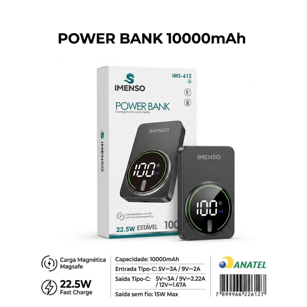 Powerbank Carregador Portátil Bateria 10000mah Para Smartphones