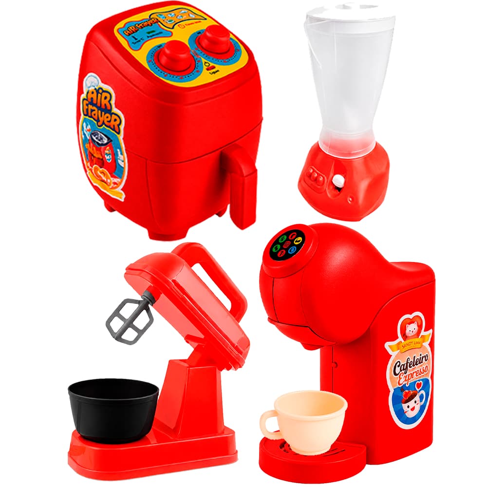 KIT COZINHA FAZ DE CONTA ALTIMAR- AIR FRYE+ CAFETEIRA+ LIQUIDIFICADOR+ BATEDEIRA