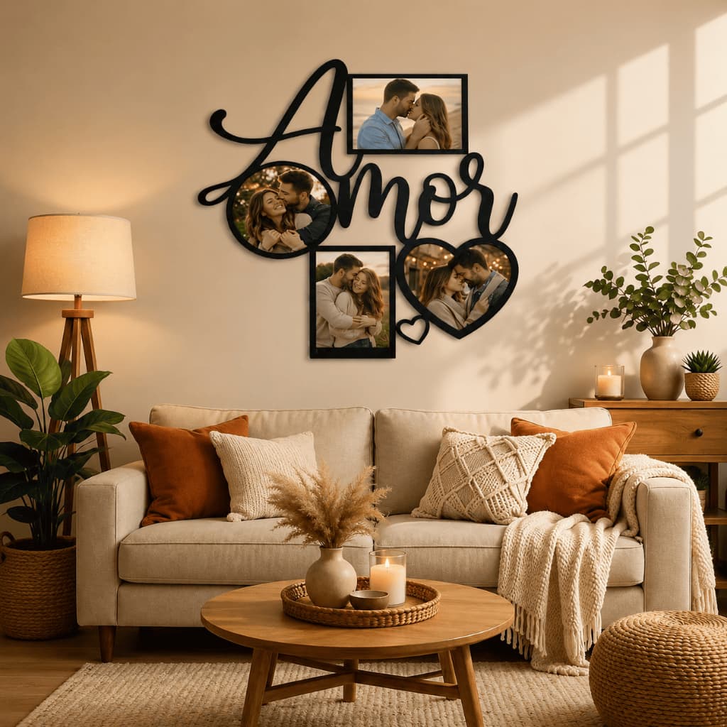 Porta Retrato de Parede em MDF – Quadro Decorativo Moderno para Família e Casa