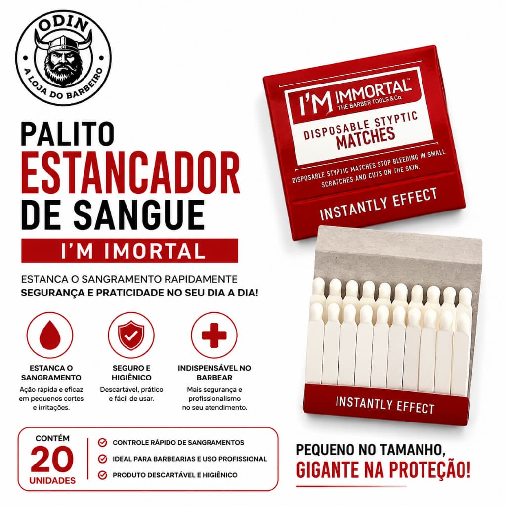 Palito Estancador de Sangue Palito I'M Imortal 20unds Curativo Estancamento De Sangue Estanca Sangue